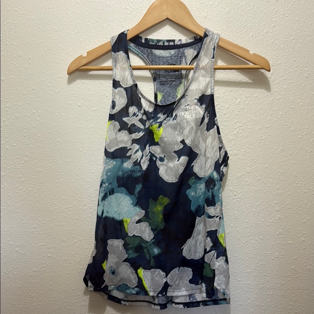 The North Face Blue and White Fitted Sleeveless Tank Top, Size S